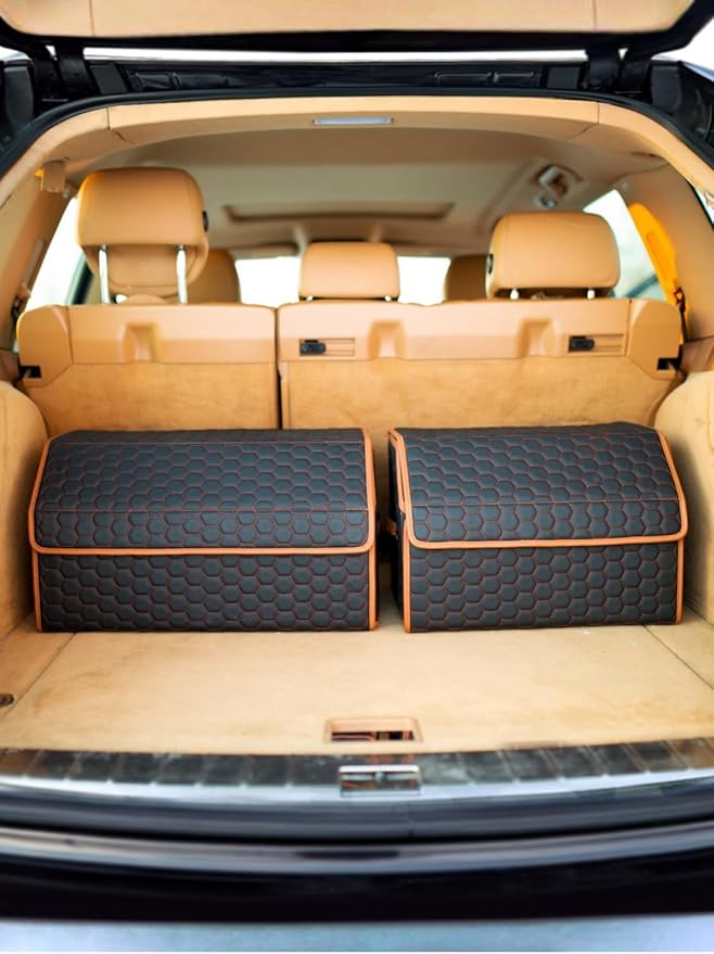 Owleys Rear Cargo Organizer For SUV | Set Of 17.7" & 21.6" Eco-Leather Crates | - Image 2