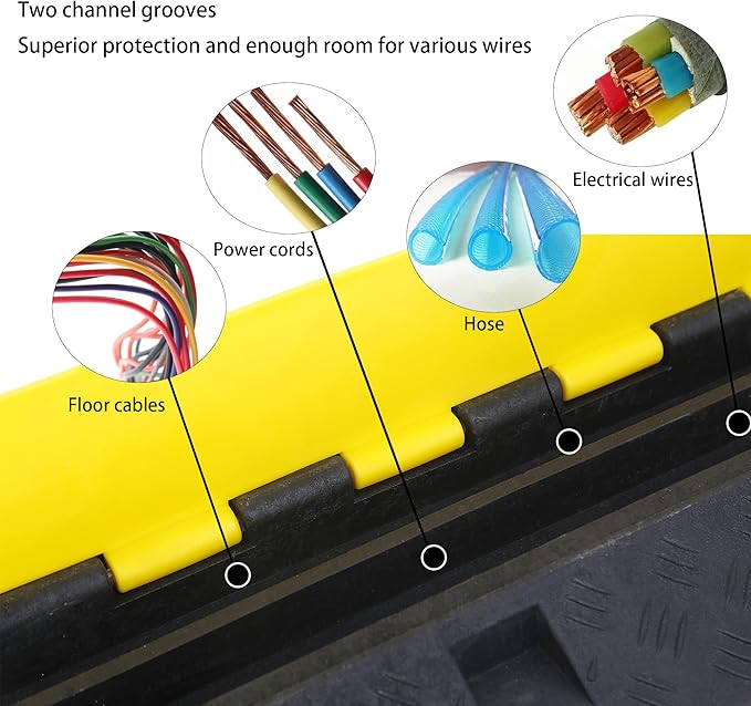 Cable Ramp Cable Protector Ramps Wire Hose Protective 2 Channel Traffic Rubber - Image 5