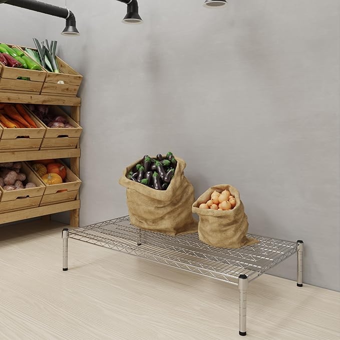 24''W x 42''L x 8''H Chrome Plated Wire Dunnage Rack | Off The Floor Storage - Image 2