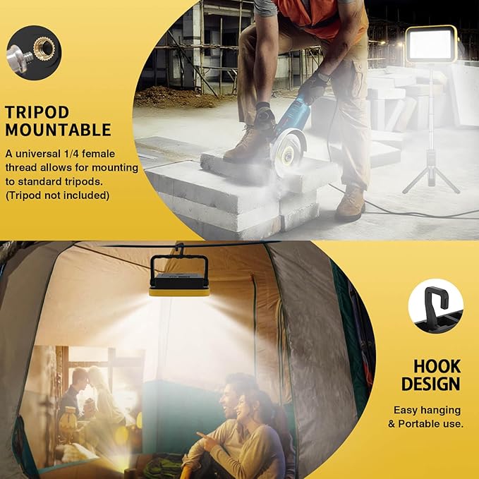 2-Pack Rechargeable Work Lights, COB Outdoor Portable LED Flood Light, Battery - Image 7