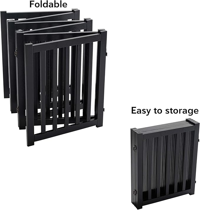 LZRS 6-Panel Extra-Wide Freestanding Wooden Dog Gate Indoor – 24”High Foldable - Image 4