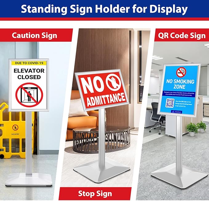 Sign Stand 11x17inch Pedestal Sign Holder Poster Stand 3Packs Adjustable Floor - Image 9