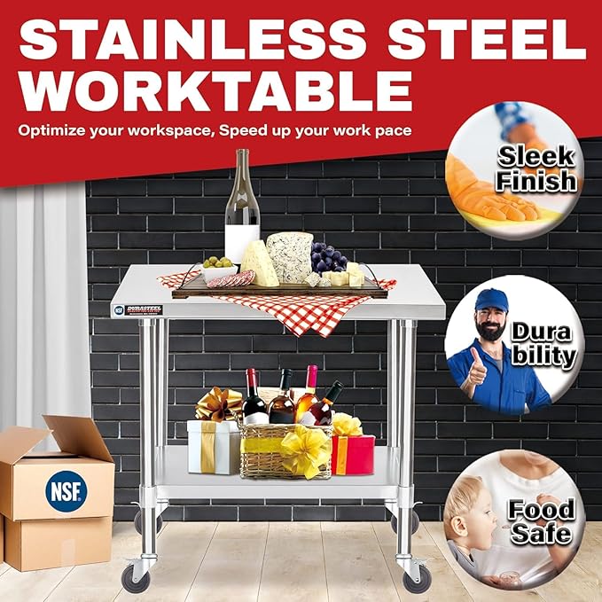 DuraSteel 30x36 NSF Stainless Steel Cart Work Table - Image 4