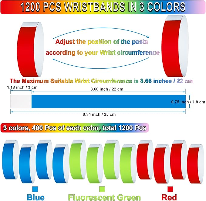 1200 Pcs Plastic Paper Wristbands - Image 2