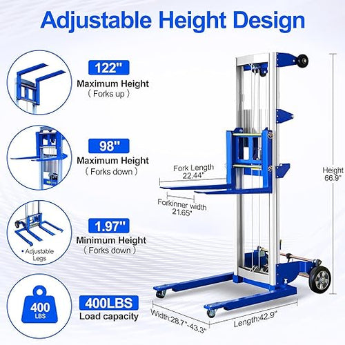 122" 400lbs Material Lift Winch Stacker - Image 2