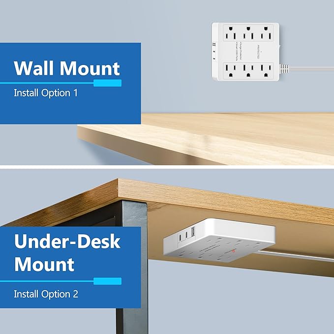 LIDER Outlet Extender with 6 Receptacles, USB-A and 2 USB-C, Ultra-Thin - Image 5