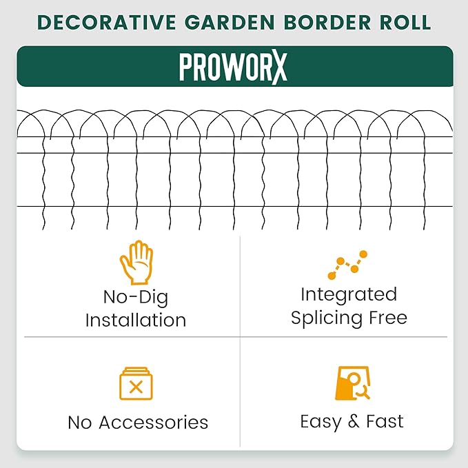 2 Rolls Black Garden Fence Border, 14 in x 40 ft Metal Folding Fence Wire Roll - Image 4