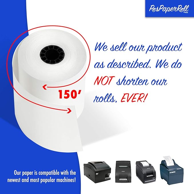 3" x 150' 1-Ply Bond Paper Kitchen Printer Receipt Paper - Image 4