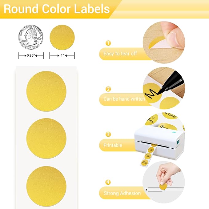 1 Inch Circle Dot Stickers 1000 PCS Color Coding Thermal Labels Dots Writable - Image 3