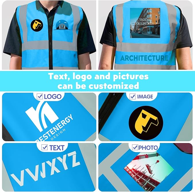 BeautyWill Custom Logo Safety Vest S, 4XL Personalized Safety Vest High - Image 4