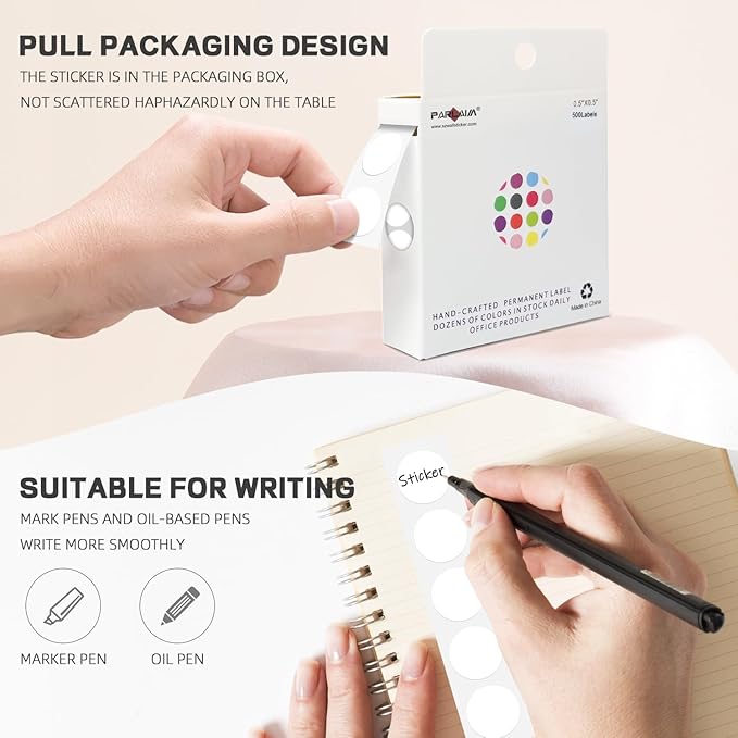 PARLAIM 1/2 Inch Round Adhesive Color-Code Dot Stickers, 500 Stickers Inventory - Image 3