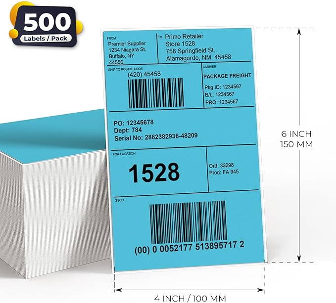 Blue Direct Thermal Labels 4 × 6 Inch Vinyl Self-Adhesive Fanfold Shipping - Image 7
