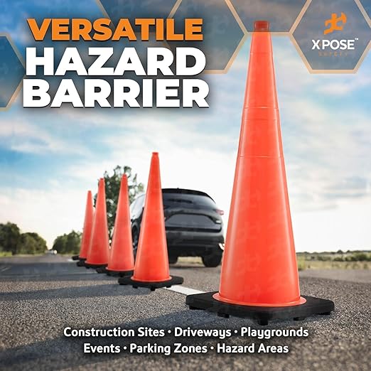 Xpose Safety 36 Inch Orange Traffic Cones Heavy Duty 12lb, Bulk Half Pallet - Image 7