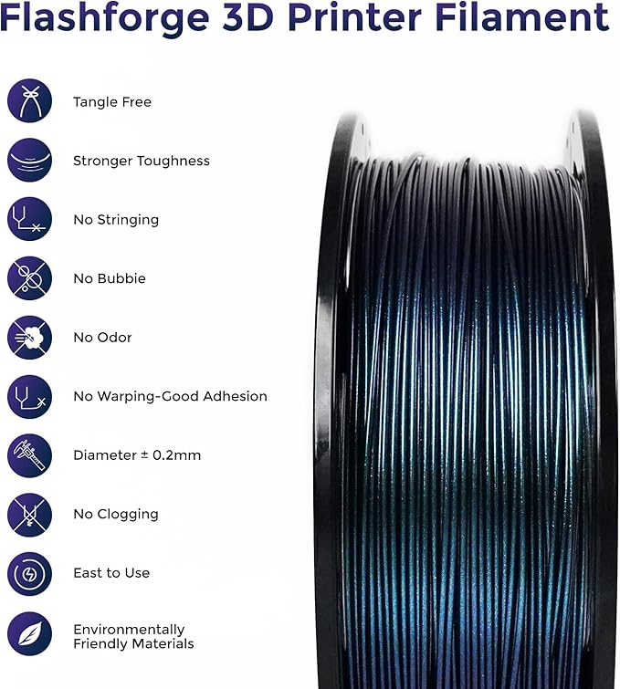 FLASHFORGE PETG Pro Filament 1.75mm +/- 0.02mm Burnt Titanium, Color Changeable - Image 3