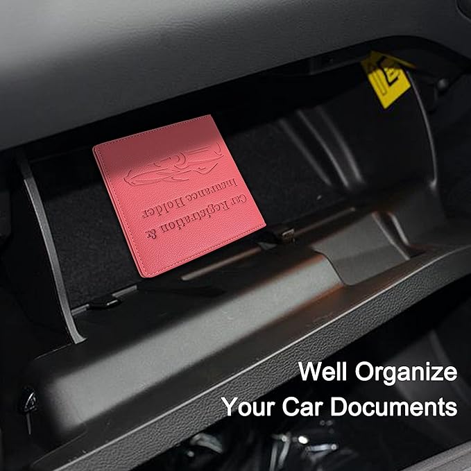 Car Registration and Insurance Holder, Premium PU Leather Vehicle Glove Box Car - Image 7