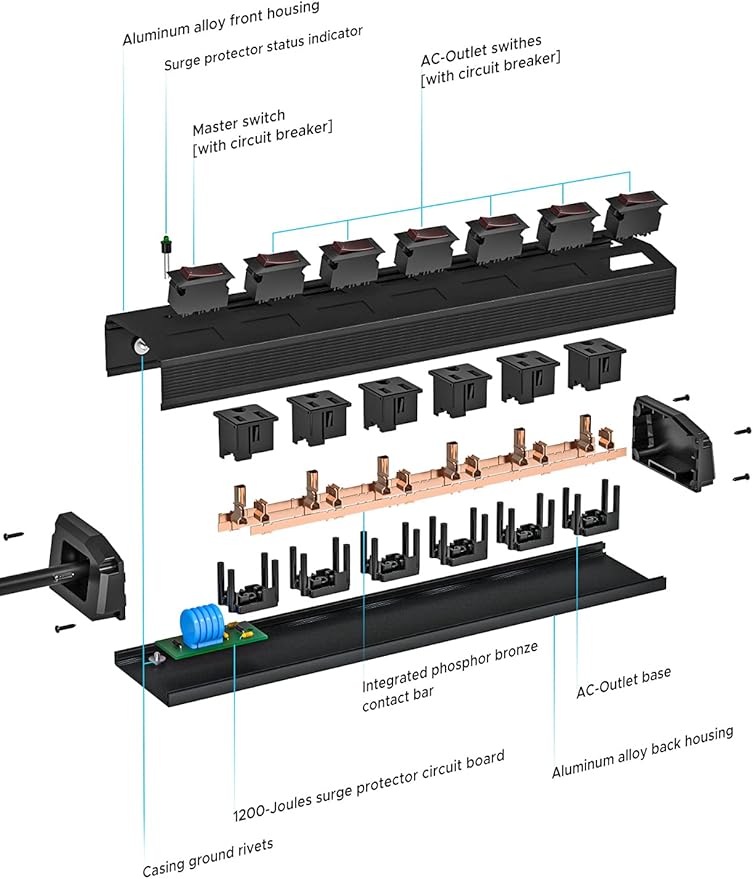 CRST 6 Outlet Metal Power Strip - Image 8