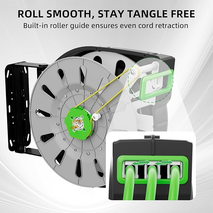 80FT Retractable Extension Cord Reel, 14 AWG/3C SJTOW Heavy Duty Power Cord - Image 4