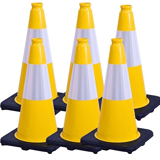 BESEA 6Pack 18 Inch Yellow Traffic Cones by BeSea