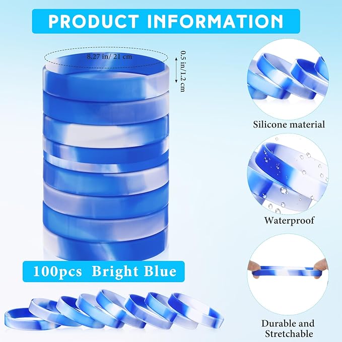 Liliful 100 Pcs Silicone Rubber Wristbands Rubber Wristband Bracelet Bands - Image 2
