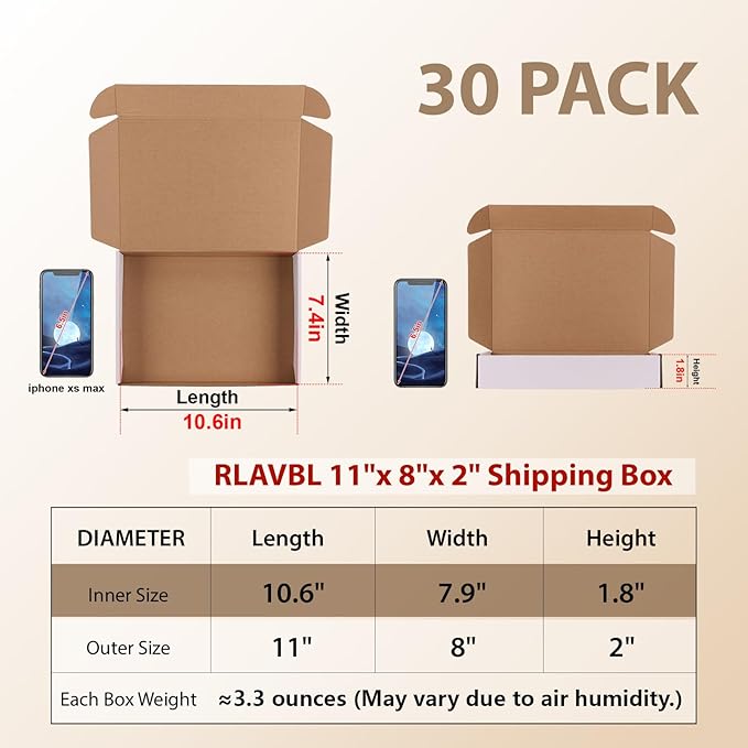 RLAVBL 11x8x2 Shipping Boxes Set of 30 - Image 2