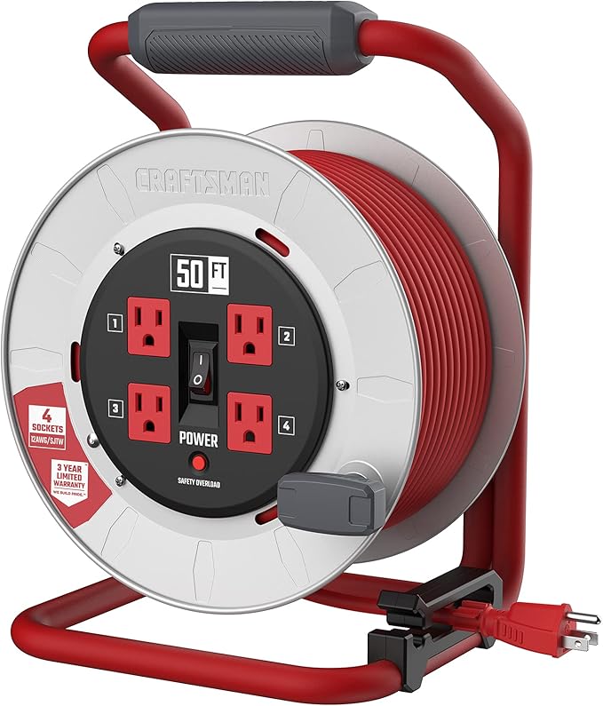 CRAFTSMAN 50 Ft. Contractor Edition Retractable Extension Cord Reel by CRAFTSMAN