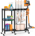 Broom Holder with Cleaning Supplies Organizer Load 350 LBS Cleaning Cart with by FLOUREEbyFetchHome