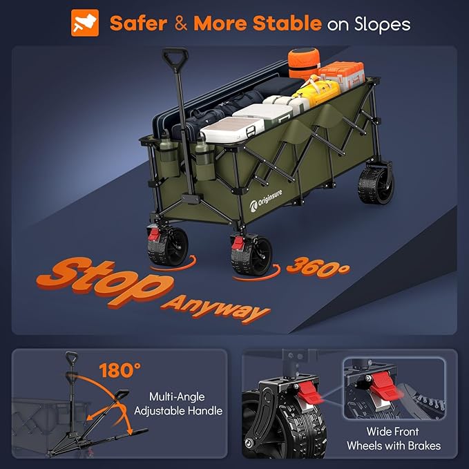 48" L Collapsible Wagon Cart Foldable, 560lbs Weight Capacity 300L Heavy Duty - Image 8