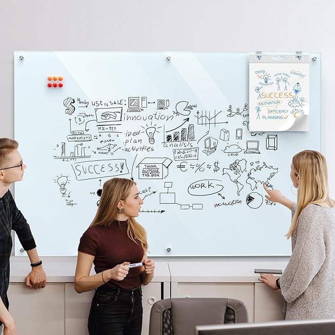 MaxGear Glass Whiteboard 72" x 48" Wall Mounted, Magnetic White Board - Image 7