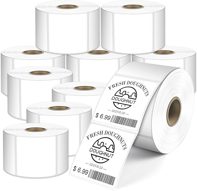 L LIKED 2" x 2" Direct Square Thermal Labels, Perforated QR Code and Barcode by LLIKED