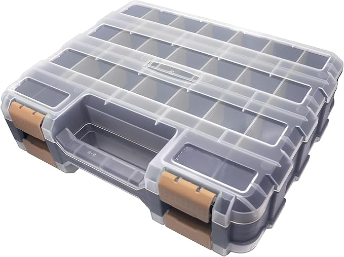 Double Side Tool Box Organizer, Hardware Storage Box, Portable Small Parts by Easily