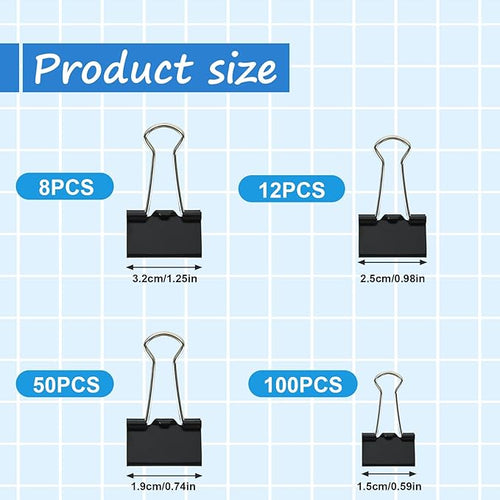 170 Pcs Binder Clips Assorted Sizes, Small Binder Paper Clips - Image 2