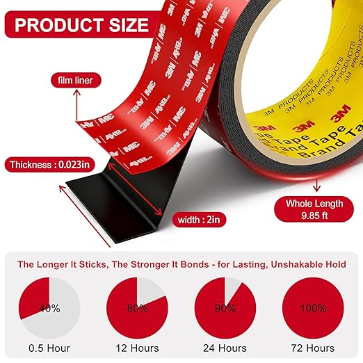 Double Sided Tape Heavy Duty 1in x 10ft, Heavy Duty Removable Mounting Tape - Image 3