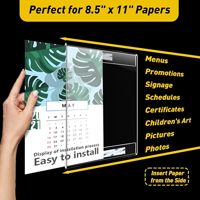 KSacry 12 Pcs Acrylic Sign Holder 8.5 x 11, Vertical Wall Mount Sign Holders - Image 5