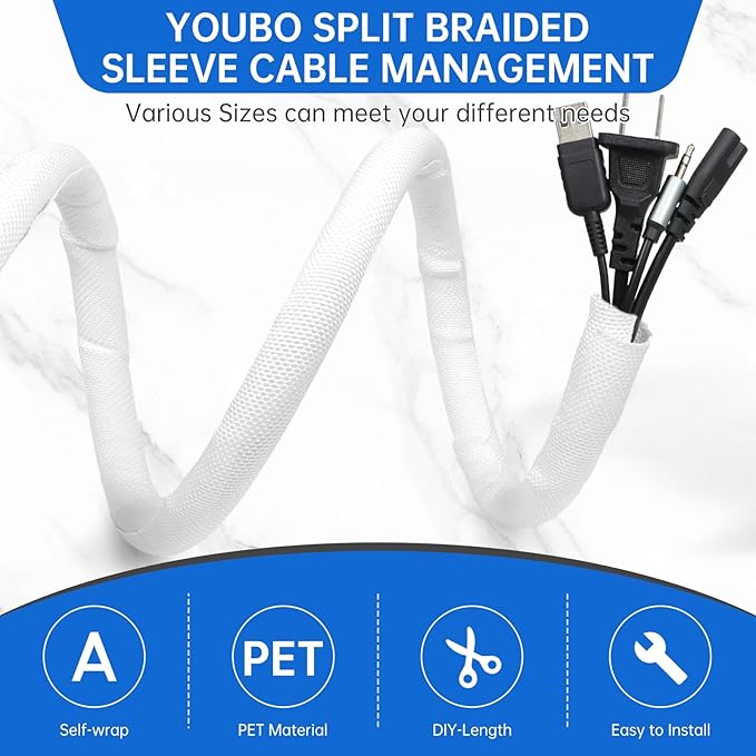 Split Braided Cable Sleeve，Flexible Wire Loom Tubing, Automotive Cord Protector - Image 2