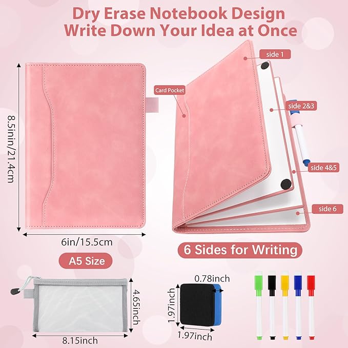 Feifeiya 6 Sides Whiteboard Notebook Portable Whiteboard Dry Erase Notebook - Image 2