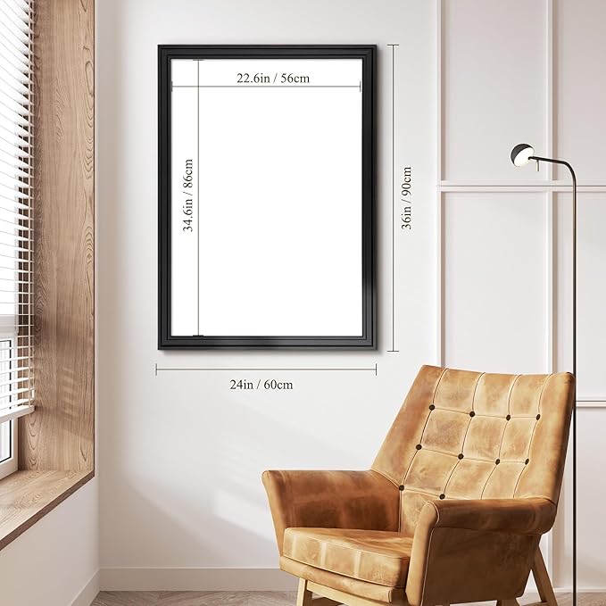 4 THOUGHT Dry Erase Board, 24 x 36 in Magnetic Whiteboard Black Vintage Wood - Image 3