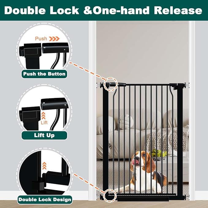 Fairy Baby 40.5" Extra Tall Baby Gate No Drill, 29.6"-40.5" Extra Wide Wide Dog - Image 4