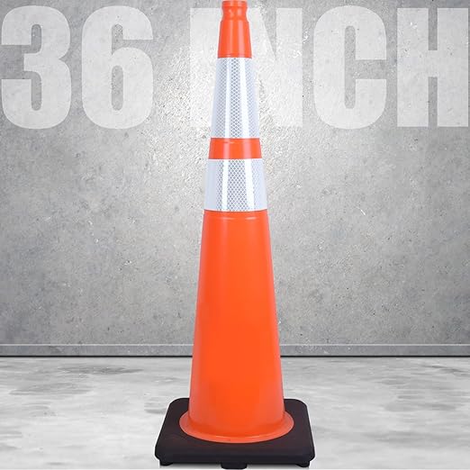 Fluorescent Orange/Green PVC Traffic Cones, Heavy Black Base Parking Lot Cone - Image 2