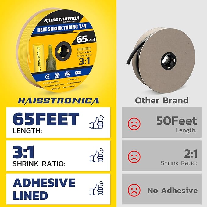 haisstronica 3:1 Heat Shrink Tubing, Shrink Ratio Adhesive Lined Marine Grade - Image 2