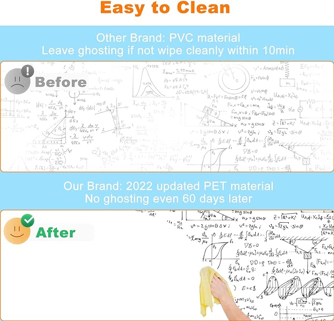 Nortix White Board Wallpaper, 3 ft x 4 ft Super Sticky Whiteboard Sticker Wall - Image 2