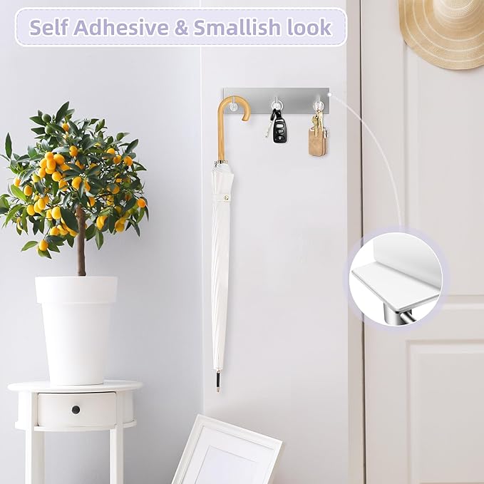 VIS'V Key Holder Wall Mount, Small Metal Self Adhesive Key Hanger - Image 2