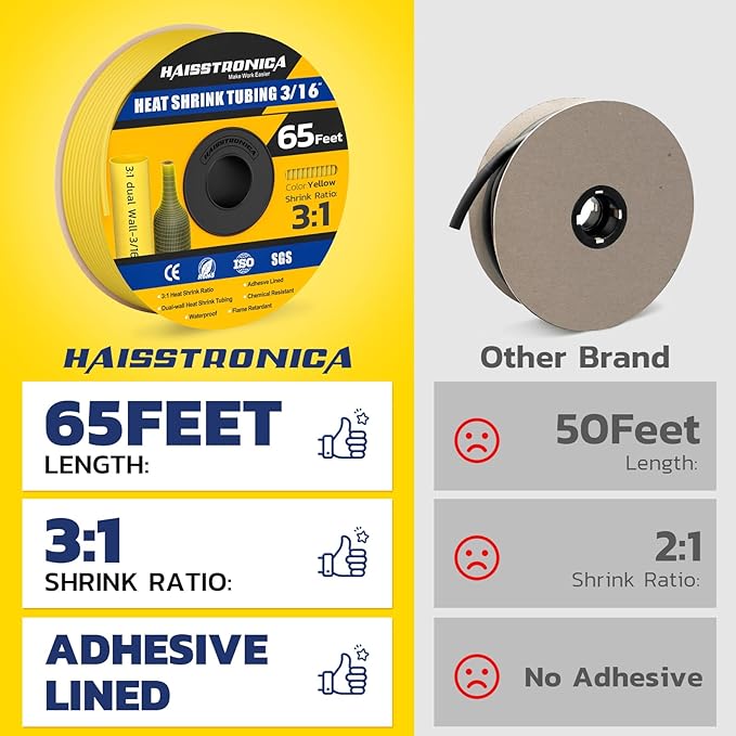 haisstronica 3:1 Heat Shrink Tubing, Shrink Ratio Adhesive Lined Marine Grade - Image 2