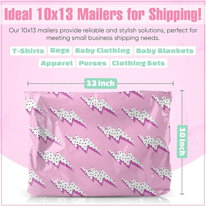 10x13 Poly Mailers – Lightning Bolt – Waterproof, Tear-Resistant Shipping Bags - Image 3