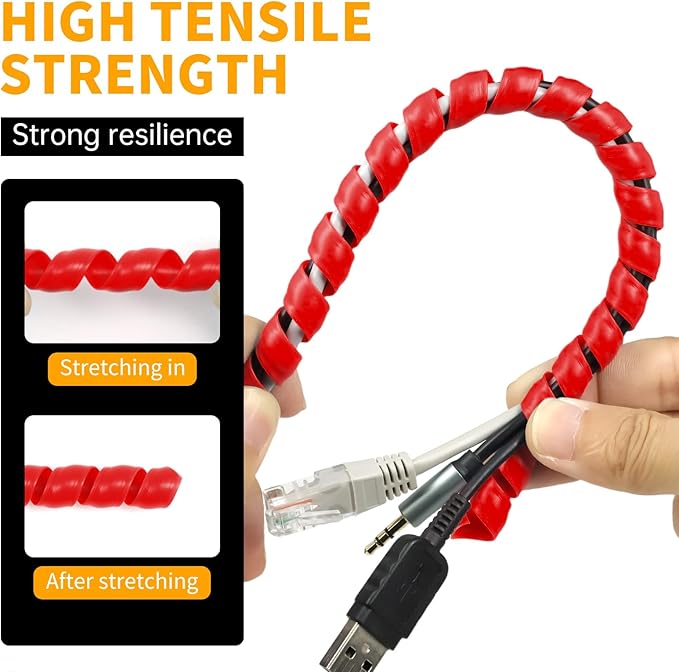 Spiral Cable Wrap, 33ft Wire Protection Sleeve Cover Cable Organizer Pipe - Image 4
