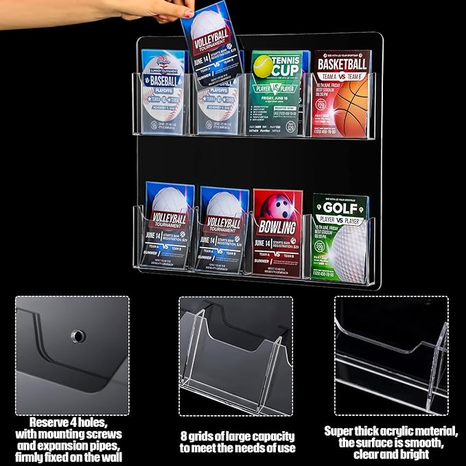 Eersida Acrylic Brochure Pamphlet Holder Brochure Display Stand Business Tri - Image 5