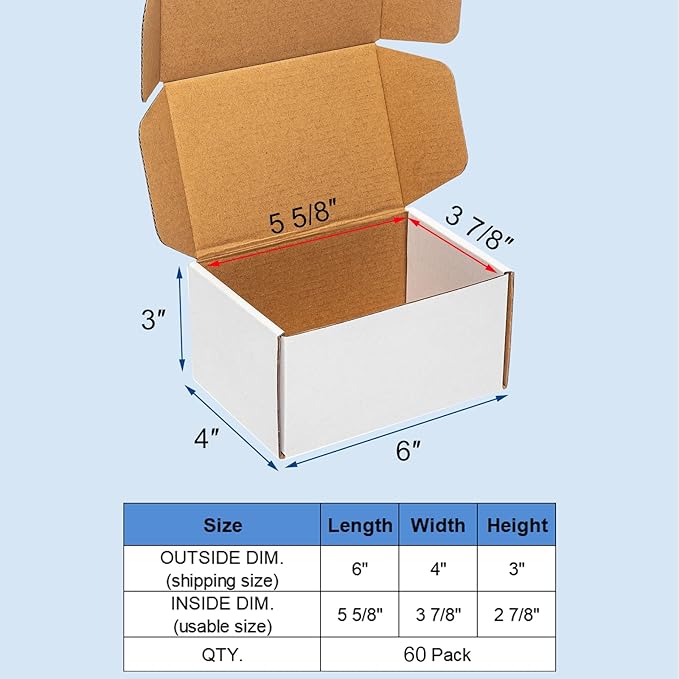 White Shipping Boxes 6x4x3" 60 Pack - Image 2