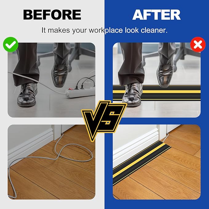 6.5Ft Cord Covers for Wires on Floor, 3-Channel Heavy Duty Floor Cord Cover - Image 5