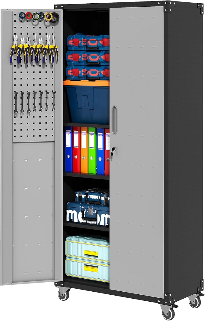 71'' Garage Storage Cabinet on Wheels Metal Tool Cabinets by OPTYMIRA