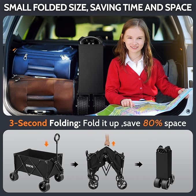 Wagon Carts Foldable 420LBS Weight Capacity Collapsible Wagon - Image 6