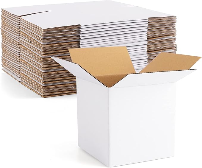 Eupako 6x6x6 Cardboard Box Mailers 30 Pack White Cube Corrugated Small Shipping by Eupako